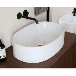 Раковина, Scarabeo, Skinny, шгв 600*400*150, отверстия для смесителя-отсутствуют, цвет-белый