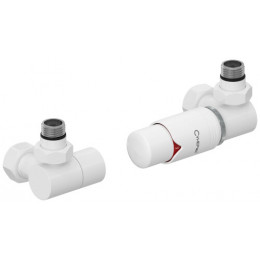 Автоматический терморегулятор, Сунержа, 3D, G 1/2" НР х G 3/4" НГ, набор, правый, цвет-белый