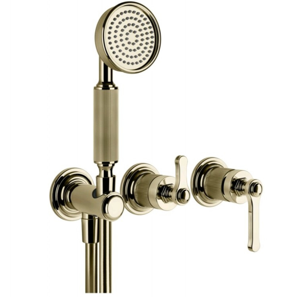 Смеситель для душа, Gessi, VENTI20, на 2 потребителя, цвет-Brass PVD