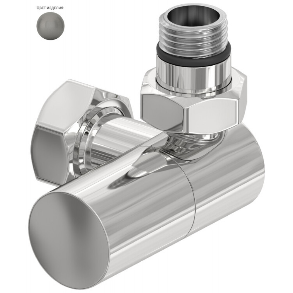 Вентиль, Сунержа, 3D, G 1/2" НР х G 3/4" НГ, правый, цилиндр, цвет-RAL 9007 Серо-алюминиевый