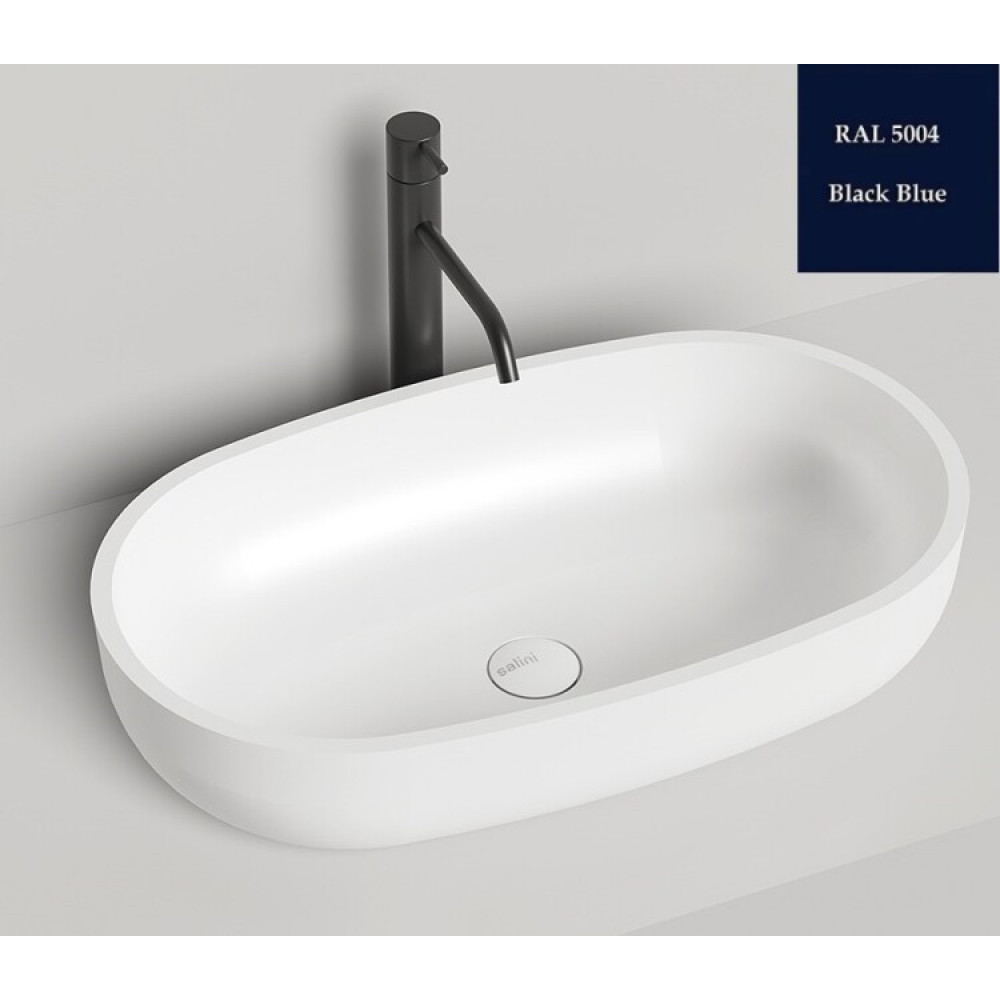 Раковина, Salini, Gloria, шгв 640*385*145, отверстия для смесителя-отсутствуют, цвет-внутри и снаружи-RAL5004 матовый