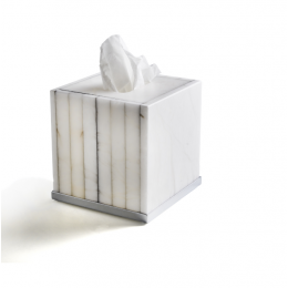 Контейнер для бумажных салфеток, 3SC, Rigato, шгв 130*130*140, цвет-алебастр/никель сатинированный полированный