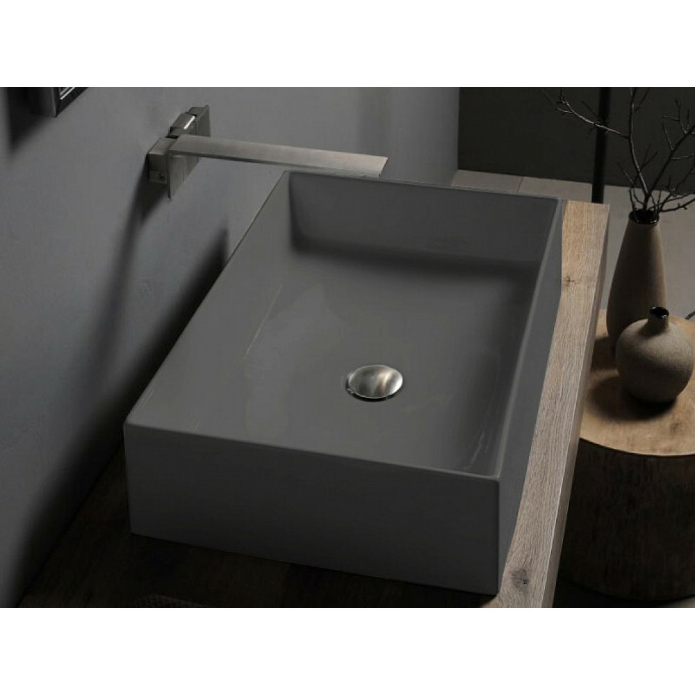 Раковина, Scarabeo, Teorema 2.0, шгв 600*400*140, отверстия для смесителя-отсутствуют, BIOKER, цвет-Lava