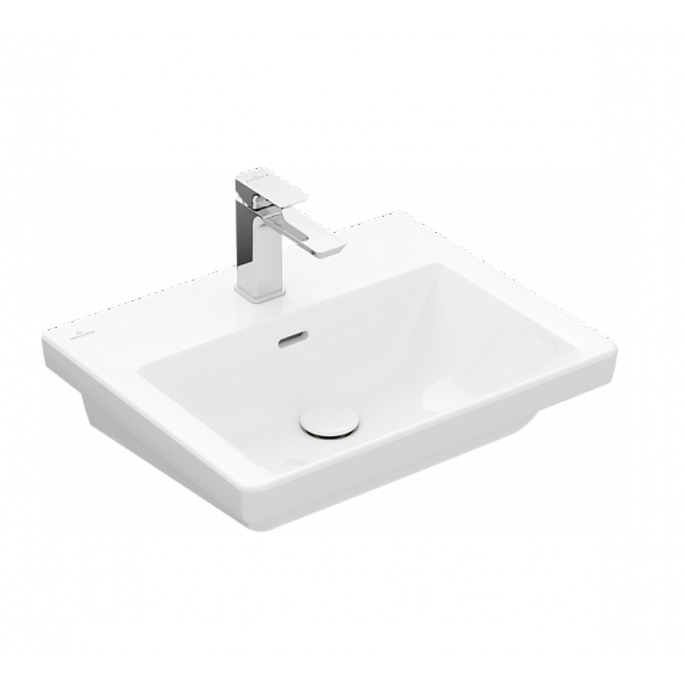 Раковина, Villeroy&Boch, Subway 3.0, шгв 550*440*120, отверстия для смесителя-отсутствуют, цвет-альпийский белый