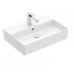 Раковина, Villeroy&Boch, Memento 2.0, шгв 600*420*140, отверстия для смесителя-1 сквозное, 2 промаркированных, цвет-альпийский белый