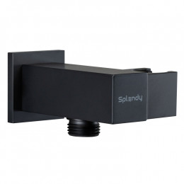 Шланговое подсоединение, Splendy, квадратный отражатель, с держателем, цвет-черный матовый