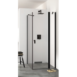 Боковая стенка, Huppe, Design Pure, шв 900*2000, черный матовый, цвет стекла-прозрачный