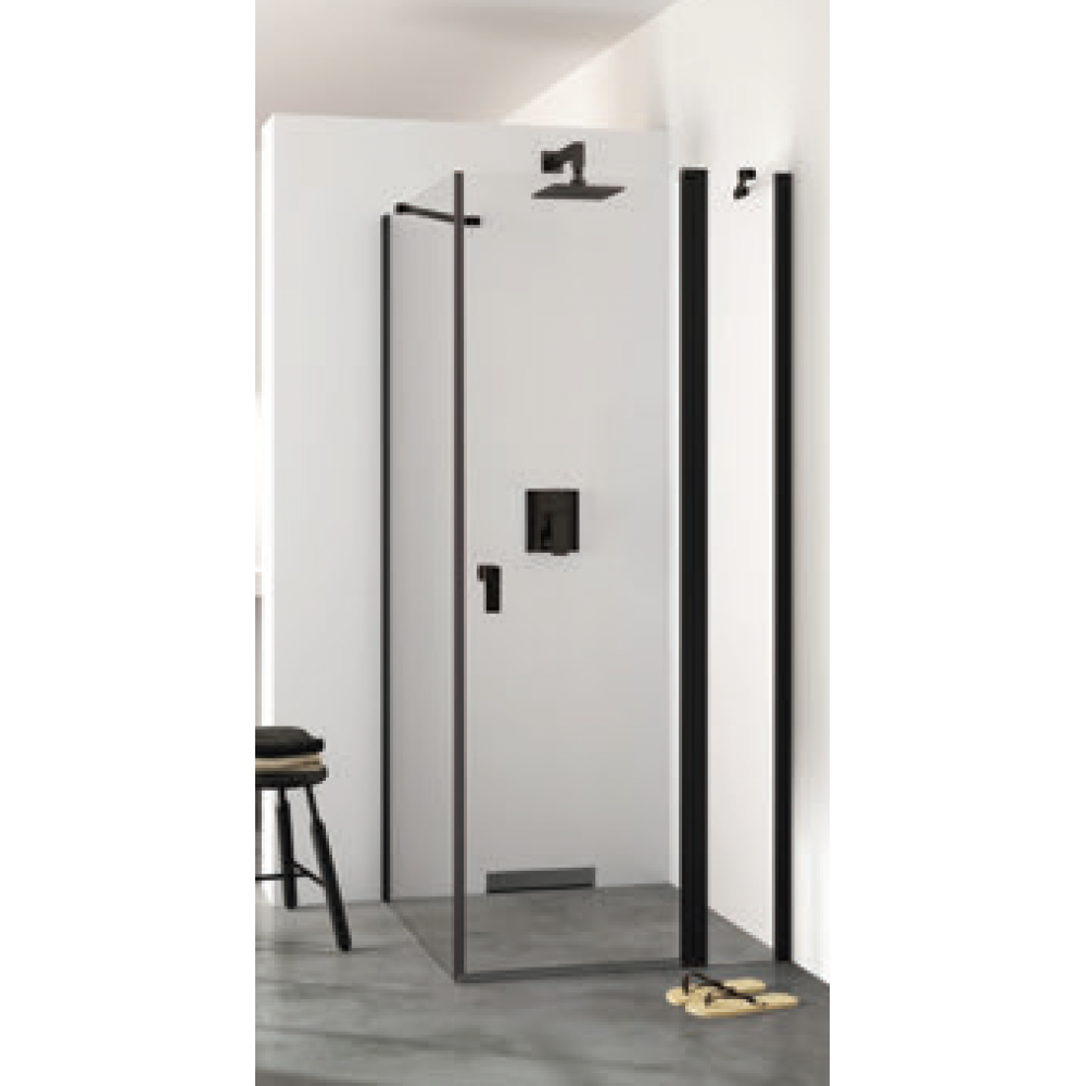 Боковая стенка, Huppe, Design Pure, шв 900*2000, черный матовый, цвет стекла-прозрачный