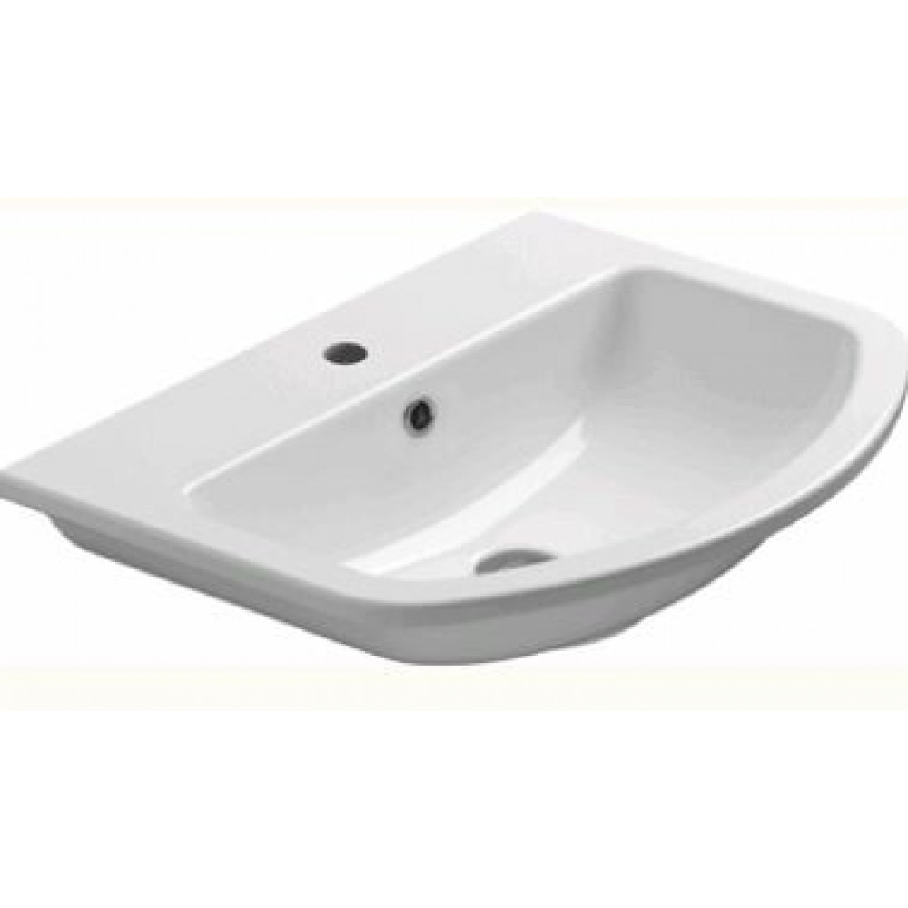 Раковина, GSI, City, шгв 580*450*185, отверстия для смесителя-1, Extraglaze, цвет раковины-белый глянцевый