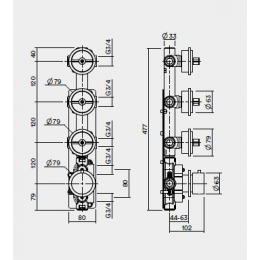 Внутренняя часть, Quadro design, FixKit, назначение-смеситель для ванны и душа, сталь шлифованная/брашированная