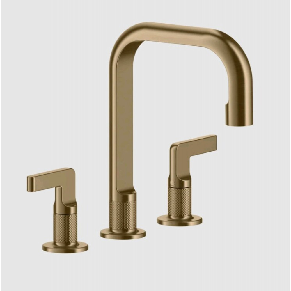 Смеситель для раковины, Gessi, Inciso, цвет-Warm Bronze Brushed PVD