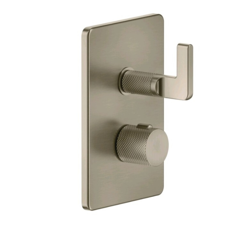 Смеситель для душа, Gessi, Inciso Bath&Shower, на 3 потребителя, цвет-Finox Brushed Nickel