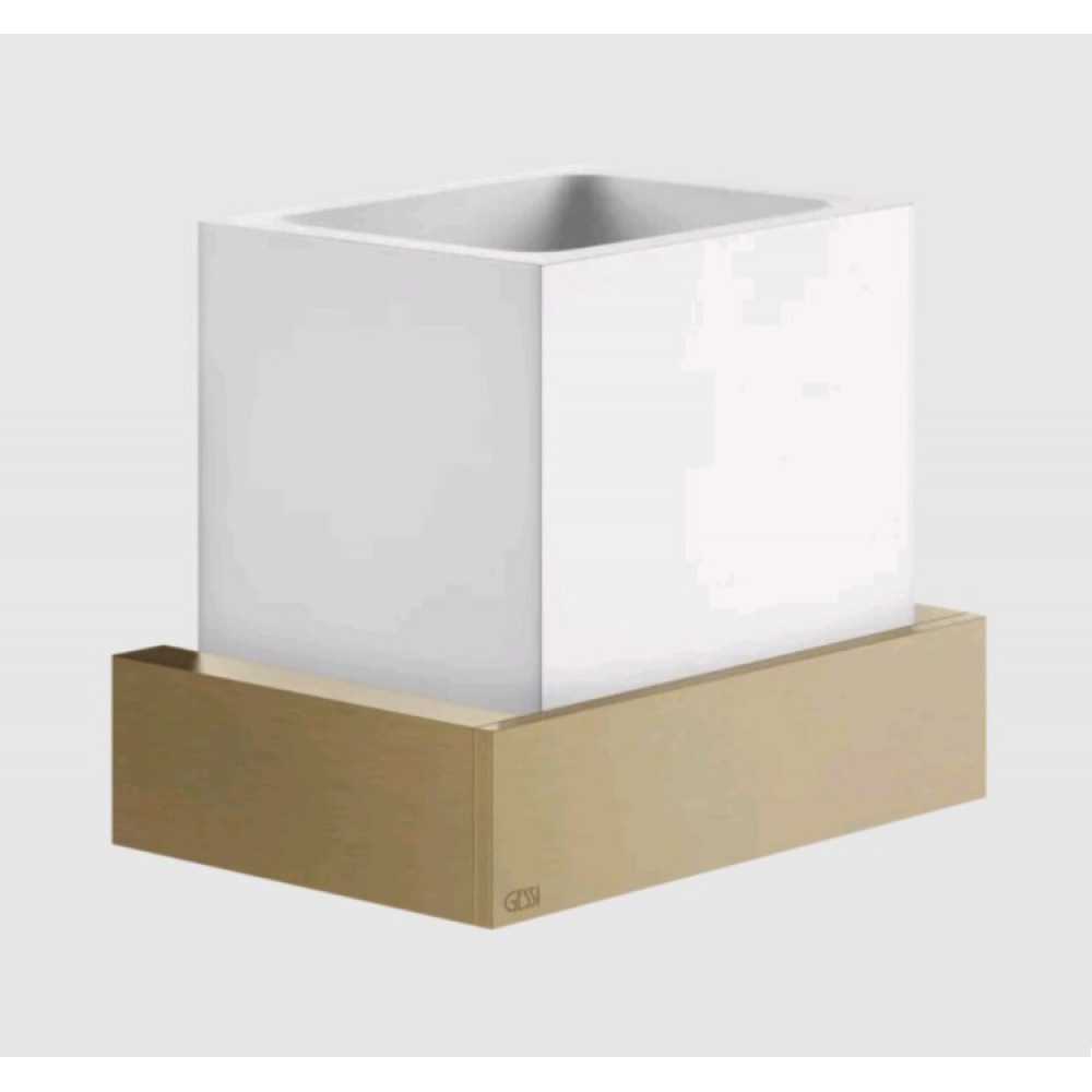 Стакан, Gessi, Rettangolo, шгв 140*95*116.5, цвет-белый/Warm Bronze Br. PVD