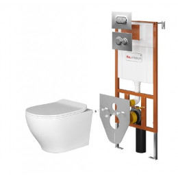 Комплект, Artceram, Ten, унитаз+сиденье+инсталляция+2 клавиши смыва, цвет-белый/хром