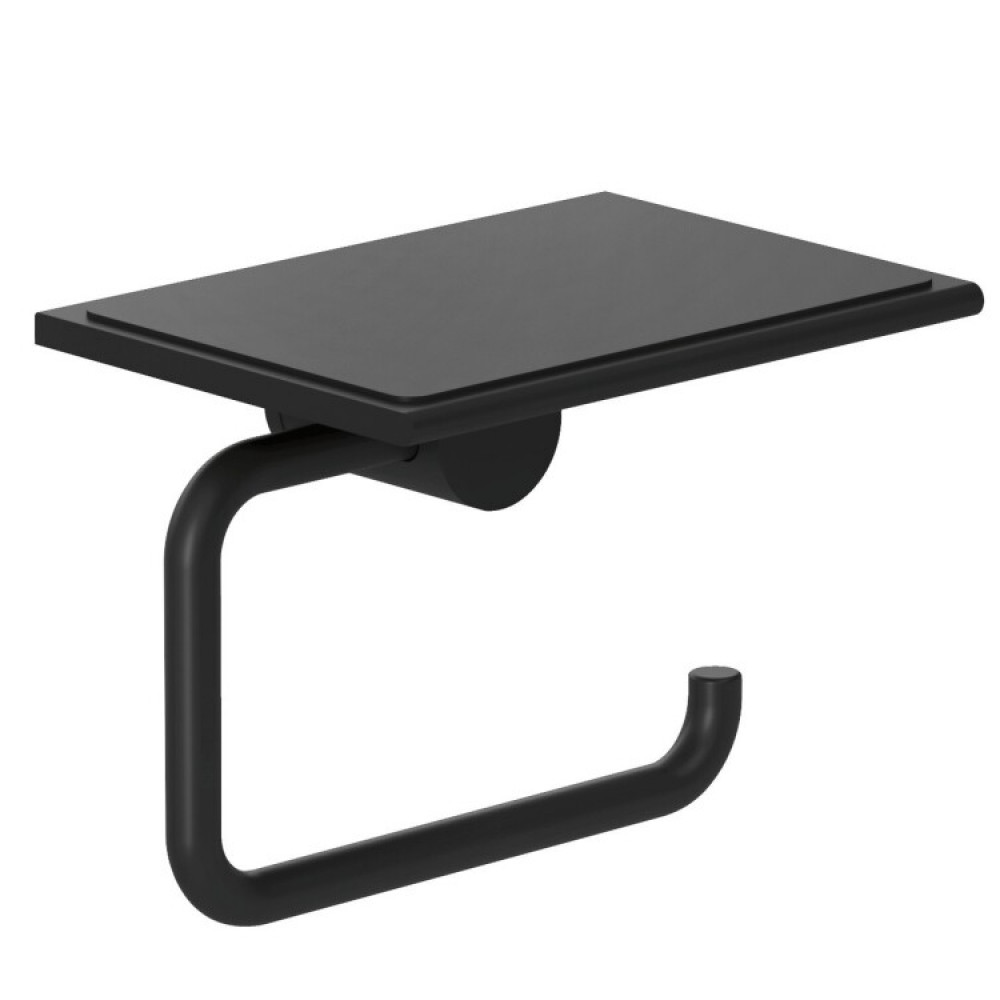 Бумагодержатель, Kludi, VELA R, без крышки, с полкой, шгв 139*100*111, цвет-чёрный матовый