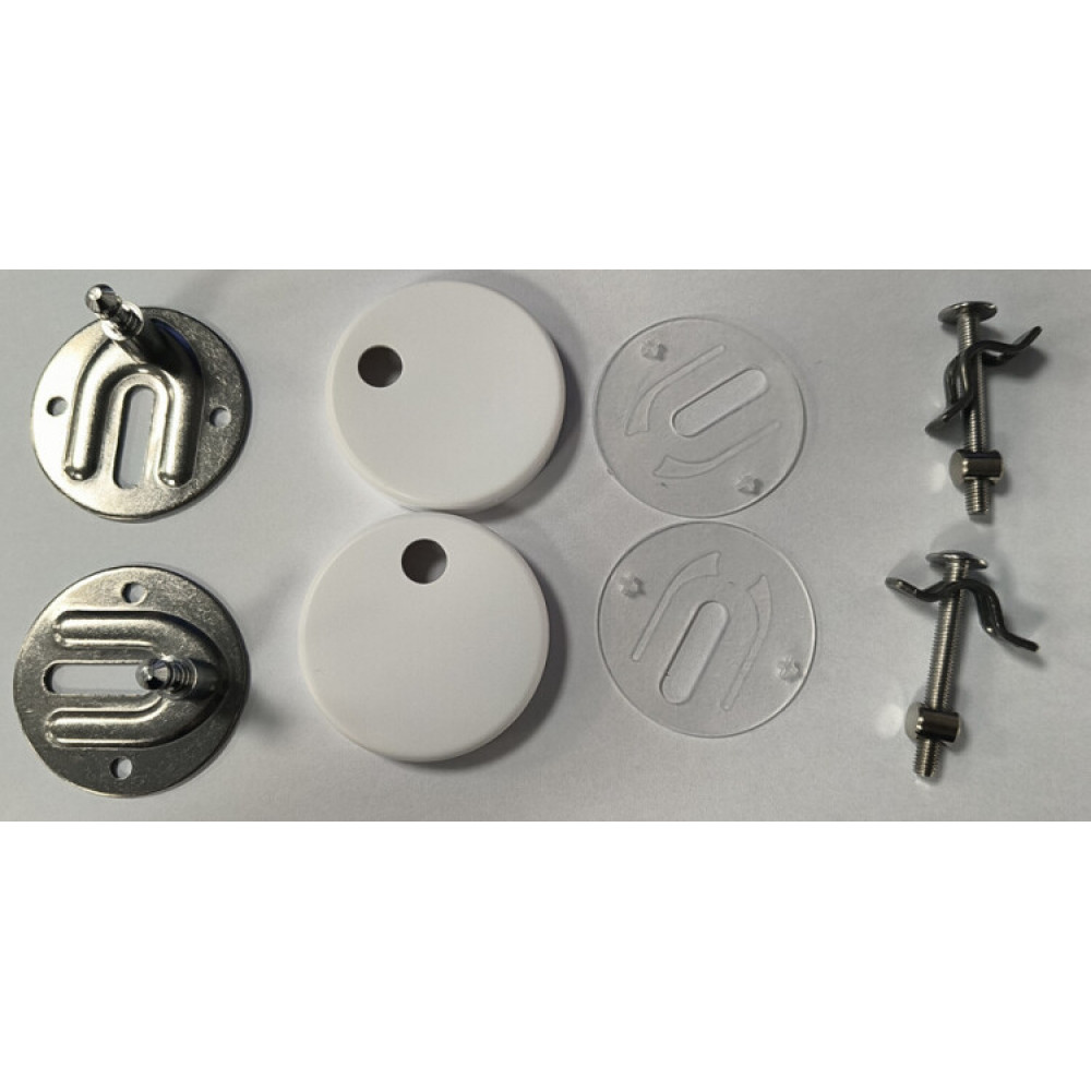 Петли для сиденья унитаза, Splendy, диаметр накладки,мм-50, в комплекте-2 шт, цвет-сталь/белый