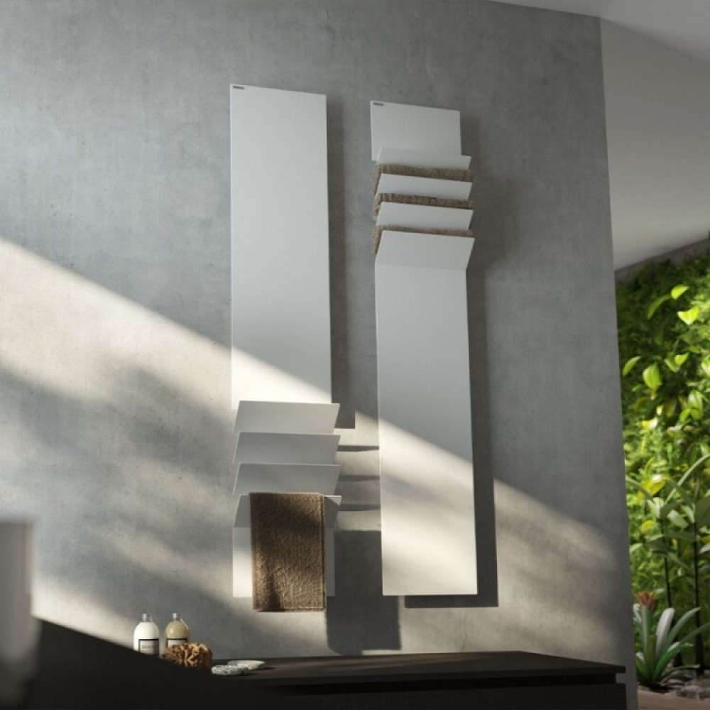 Полотенцесушитель, Antrax, Flaps B, шгв 350*145*2010, нижнее по центру, штекер schuko, цвет-белый матовый