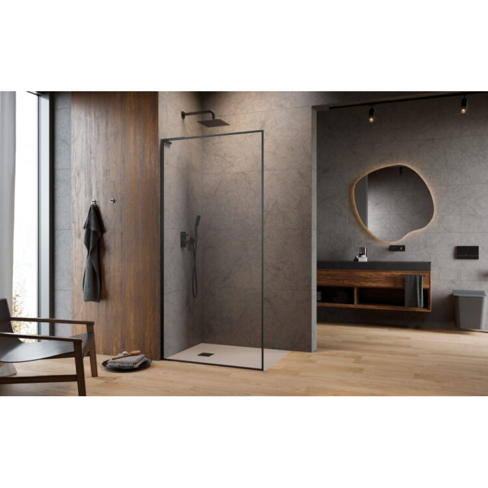 Душевая перегородка, Radaway, Modo F SL II, левосторонняя,  шв 800*2000, GunMetal Brushed, цвет стекла-прозрачный, Easy Clean