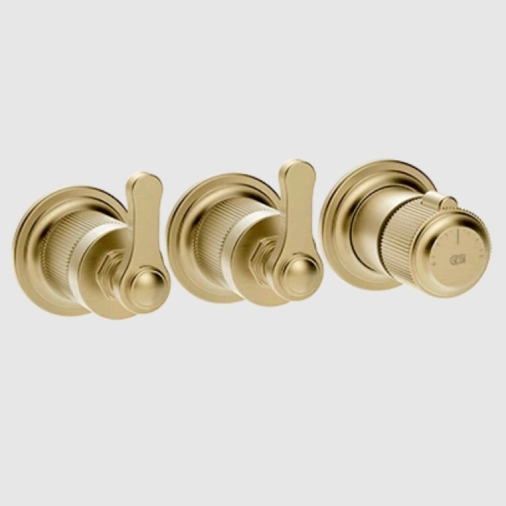 Смеситель для душа, Gessi, VENTI20, на 2 потребителя, цвет-Brushed Brass PVD
