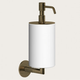 Дозатор для жидкого мыла, Gessi, Anello, шгв 75*128*243, цвет дозатора-Antique Brass/белый