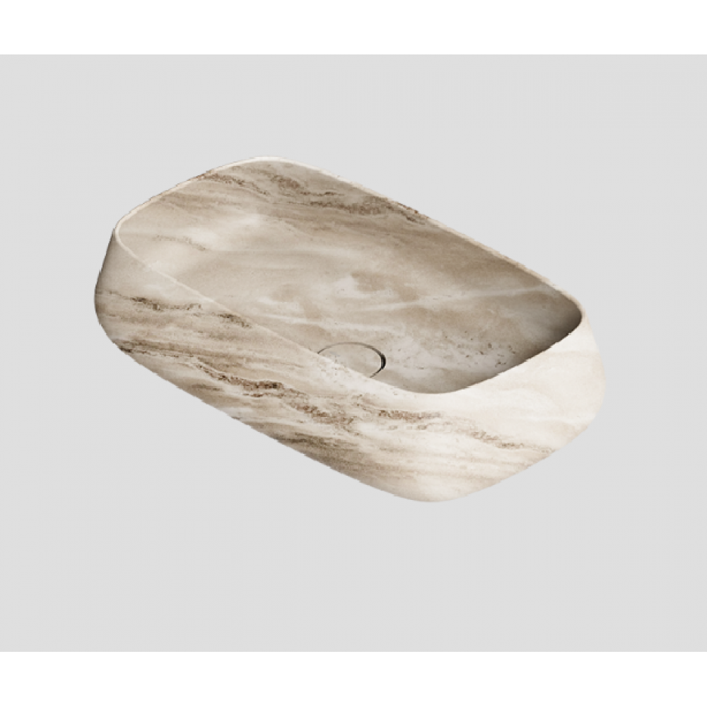 Раковина, Alice, NUR, шгв 600*350*140, отверстия для смесителя-отсутствуют, Aliglaze+, цвет-Amazon мрамор