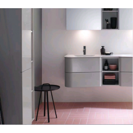 Тумба под раковину, Burg, Badu, правосторонняя, шгв 920*510*492, раковина-в комплекте, цвет-Platinum/Velvet walnut decor