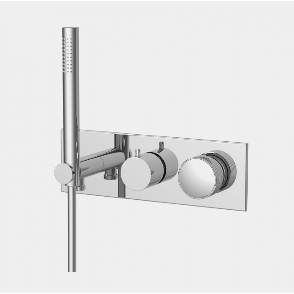 Смеситель для душа, Fima Carlo Frattini, Texture Collection, H COLLECTION, на 2 потребителя, цвет-хром черный брашированный