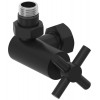 Вентиль, Сунержа, 3D, G 1/2" НР х G 3/4" НГ, левый, крест, цвет-чёрный матовый