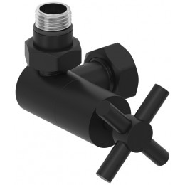 Вентиль, Сунержа, 3D, G 1/2" НР х G 3/4" НГ, левый, крест, цвет-чёрный матовый