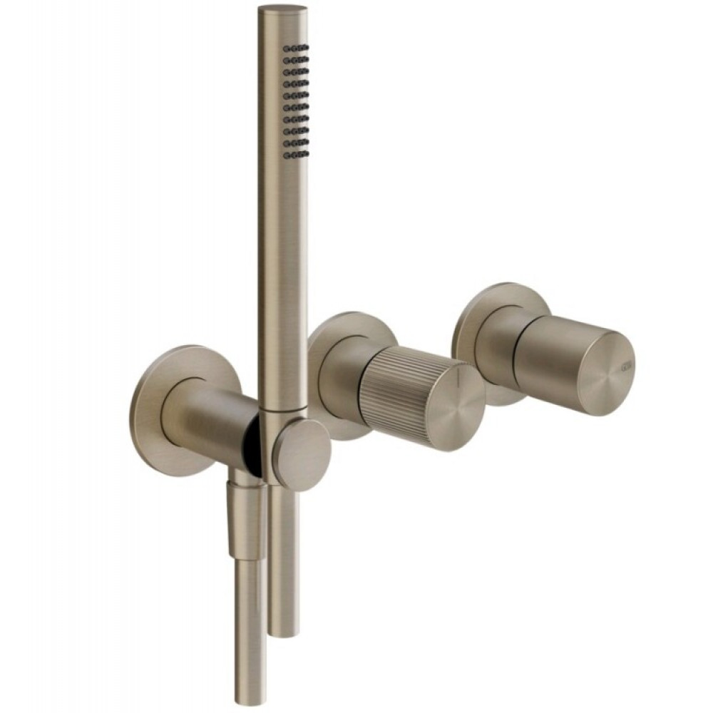 Смеситель для душа, Gessi, Habito Rigato, на 2 потребителя, цвет-Finox Brushed Nickel