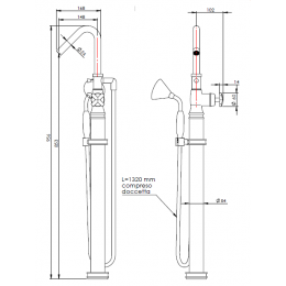 Смеситель для ванны и душа, Nicolazzi, Freestanding, цвет-латунь брашированная
