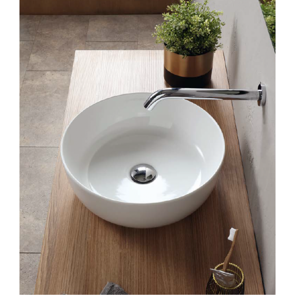 Раковина, Scarabeo, Glam, шгв 390*390*140, отверстия для смесителя-отсутствуют, цвет-Cherry