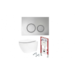 Комплект, TECE, TeceSpring Base, унитаз+инсталляция+клавиша смыва, цвет унитаза-белый, цвет сиденья-белый, цвет клавиши-хром