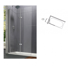 Душевая перегородка, Huppe, Design Pure, шв 1040*1600, серебро глянцевое, цвет стекла-прозрачный, Anti-Plaque/нет