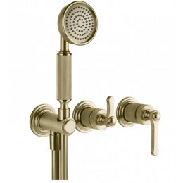 Смеситель для душа, Gessi, VENTI20, на 2 потребителя, цвет-Brushed Brass PVD