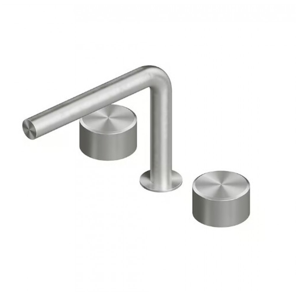 Смеситель для раковины, Quadro design, Stereo, цвет-сталь брашированная