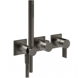 Смеситель для душа, Gessi, Inverso Diamantato, на 2 потребителя, цвет-Black Metal Brushed PVD