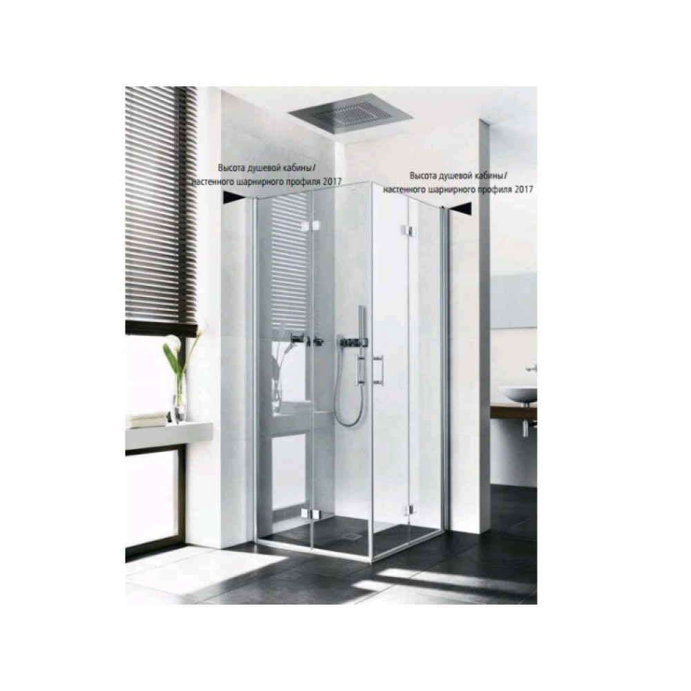 Дверь, Kermi, Diga, шв 1000*2017, серебристый глянцевый, цвет стекла-прозрачный, KermiCLEAN