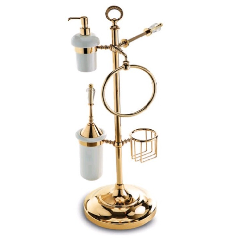 Стойка, 3SC, Boheme, шгв 250*250*800, с дежателем туалетной бумаги, держателем для телефона, ёршиком, дозатором и полотенцедержателем, цвет-золото