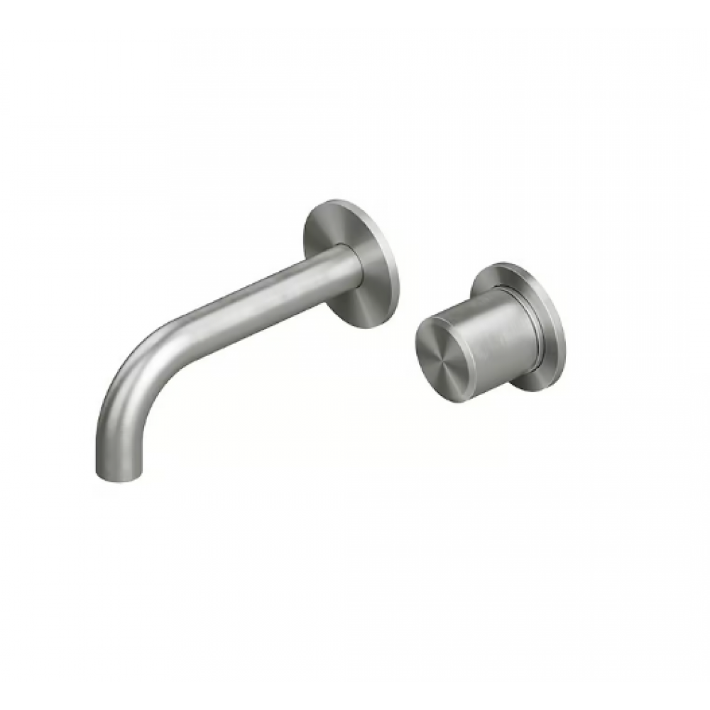 Смеситель для раковины, Quadro design, Stereo, цвет-сталь брашированная