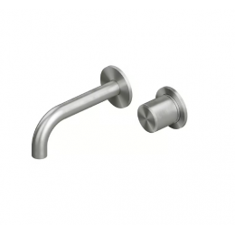 Смеситель для раковины, Quadro design, Stereo, цвет-сталь брашированная