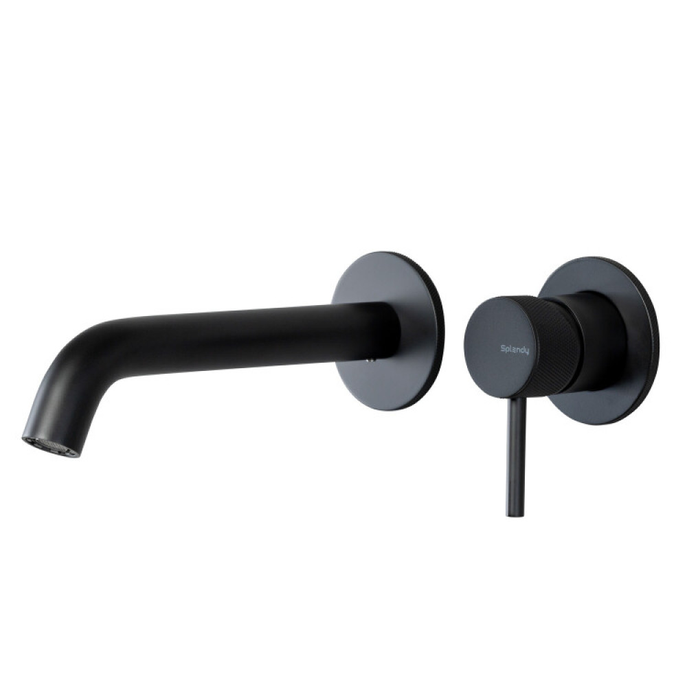 Смеситель для раковины, Splendy, Passion, настенный встраиваемый, цвет-черный матовый