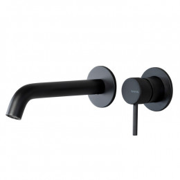 Смеситель для раковины, Splendy, Passion, настенный встраиваемый, цвет-черный матовый