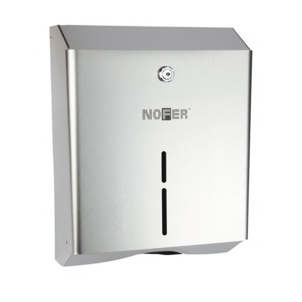 Диспенсер для бумажных полотенец, Nofer, антивандальный, шгв 253*115*370, цвет-сталь матовая