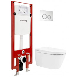 Комплект, TECE, TeceSpring, унитаз-биде+инсталляция+клавиша смыва, цвет унитаза-белый, цвет клавиши-хром