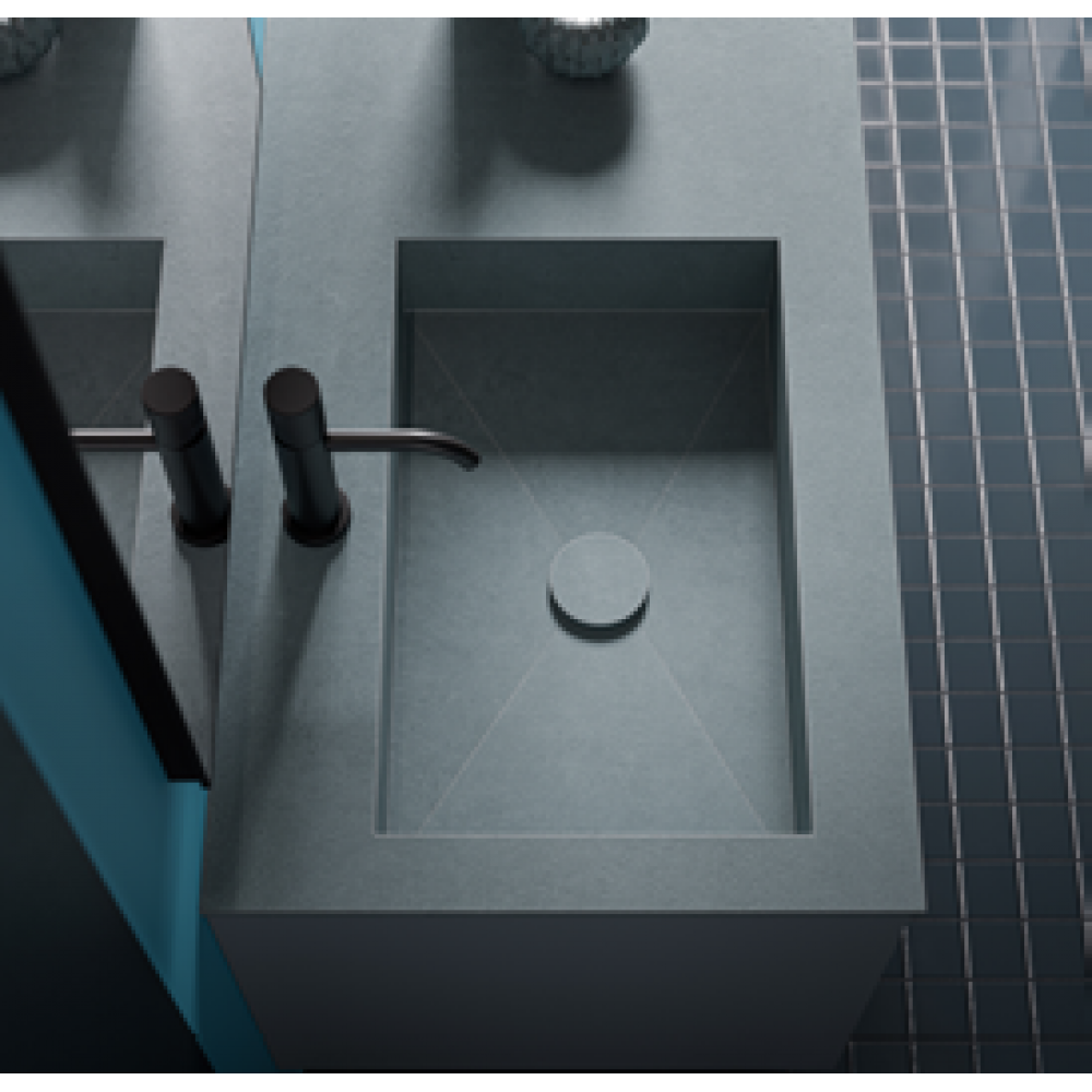 Столешница, ARBI, Kuki, шгв 850*505*122, интегрированная раковина-есть, вырез под смеситель-отсутствует, цвет-Grigio Manhattan Matt