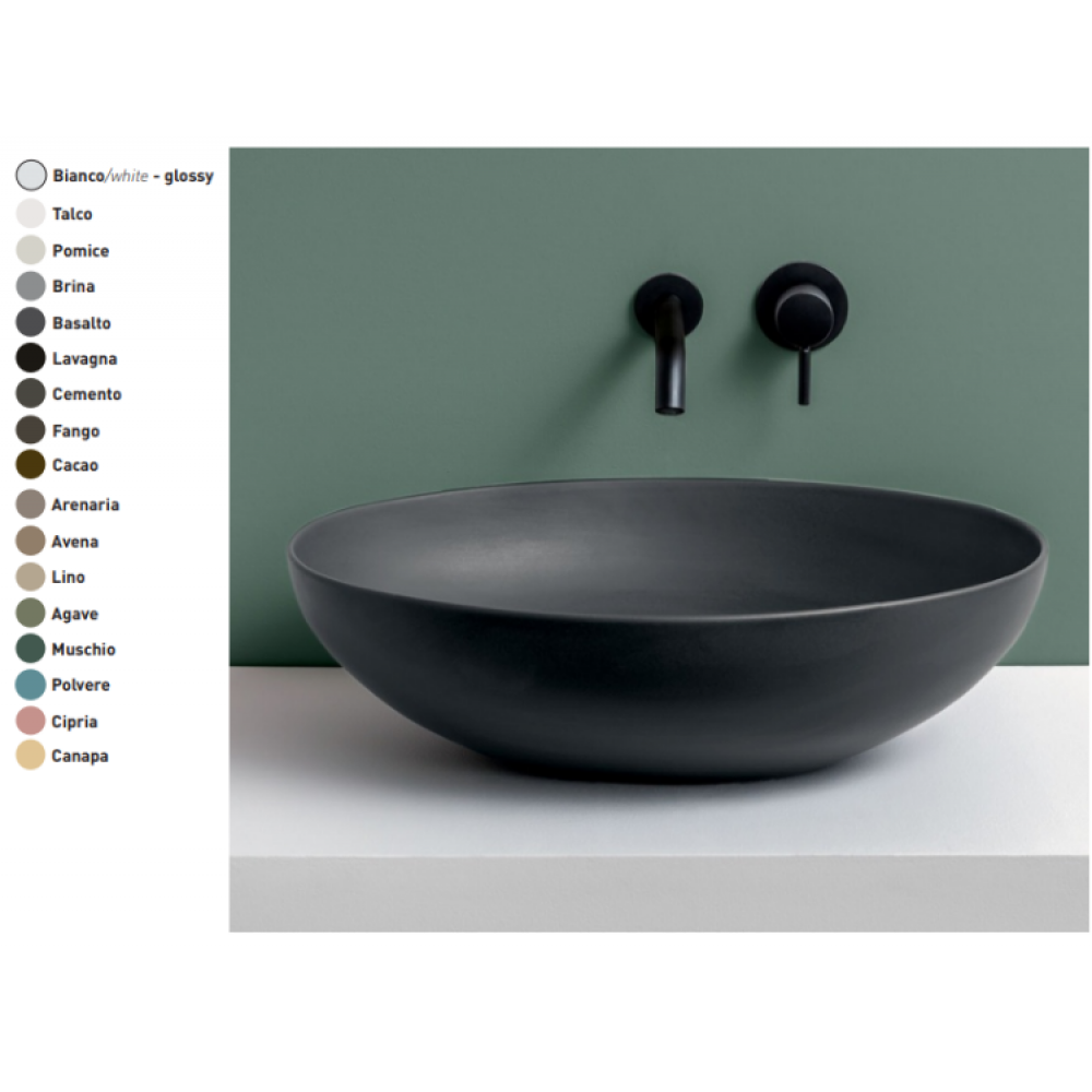 Раковина, CIELO, Le Bacinelle, шгв 620*450*180, отверстия для смесителя-отсутствуют, цвет-Pomice