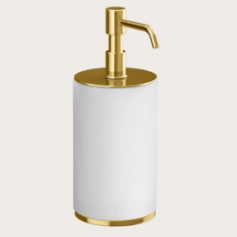 Дозатор для жидкого мыла, Gessi, Origini, шгв 75*97*199, цвет дозатора-Gold PVD/белый
