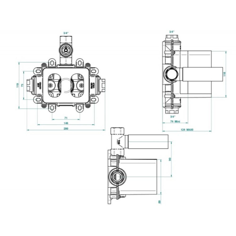 Внутрення часть, THG, для смесителя термостатического