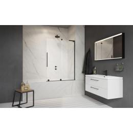 Шторка на ванну, Radaway, Furo SL PND II, шв 538*1500, петли-справа, цвет фурнитуры-черный, цвет стекла-прозрачный, Easy Clean